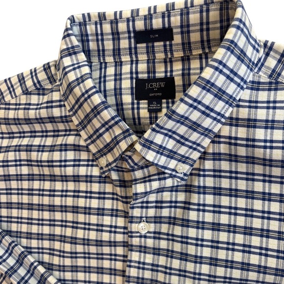 J.Crew Other - J.Crew Oxford Slim Fit Button Down Plaid Dress Shirt Mens XL Blue Long Sleeve